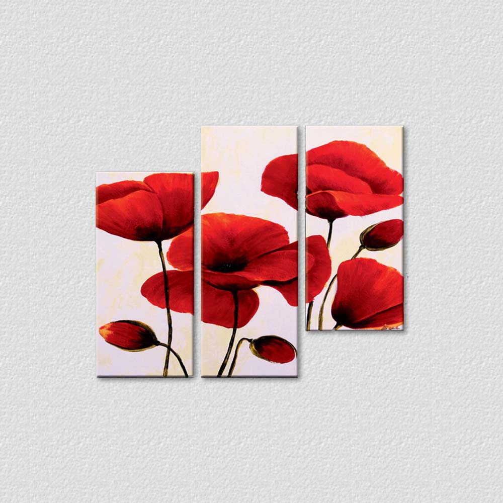 Three Pieces Red Flowers